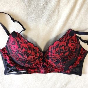 Red Floral Bra